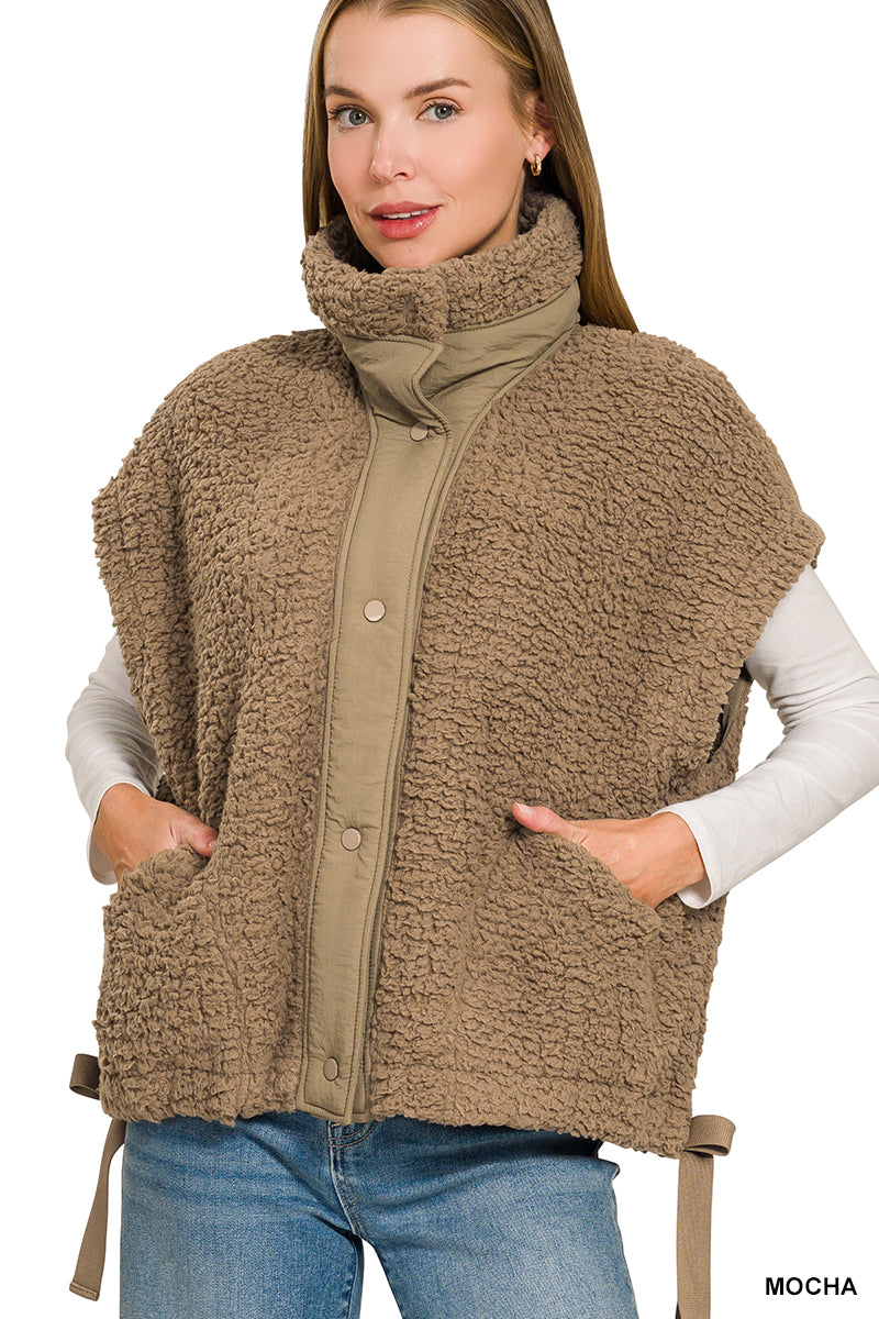 Oversized Sherpa Vest - MOCHA