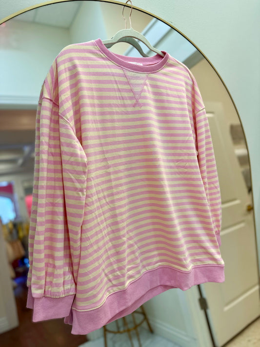 Pink Striped Sweatshirt