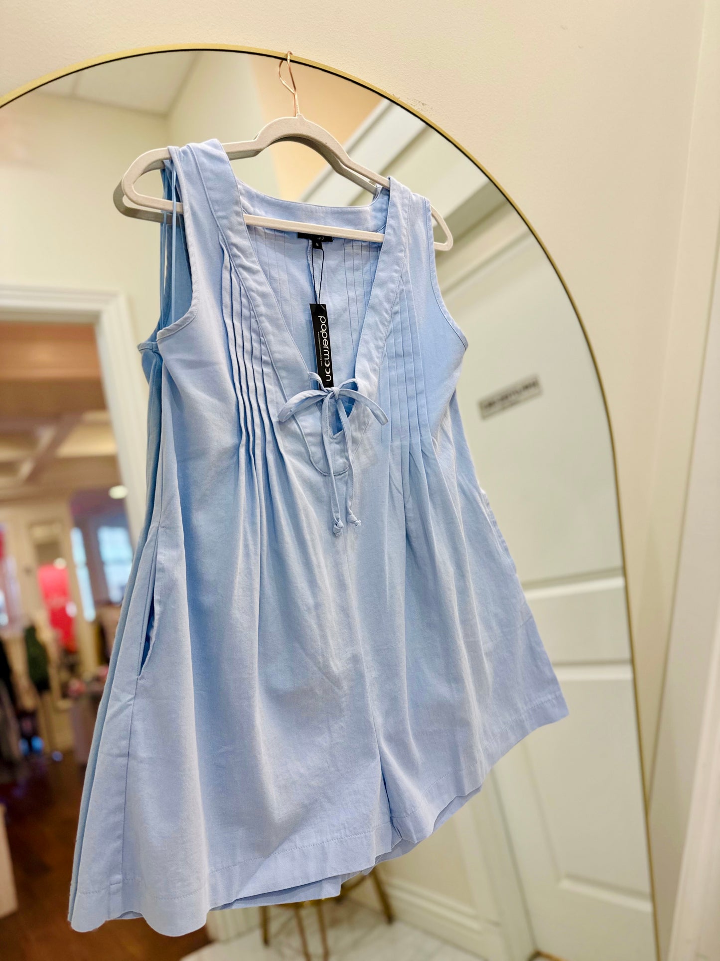 Blue Skies Pleated Romper