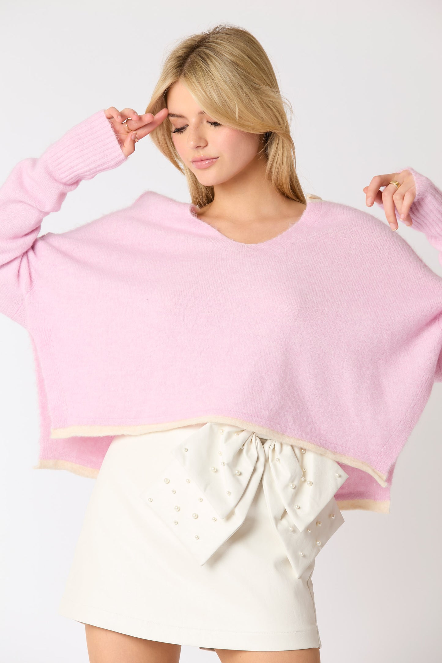 Baby Pink Trim Sweater
