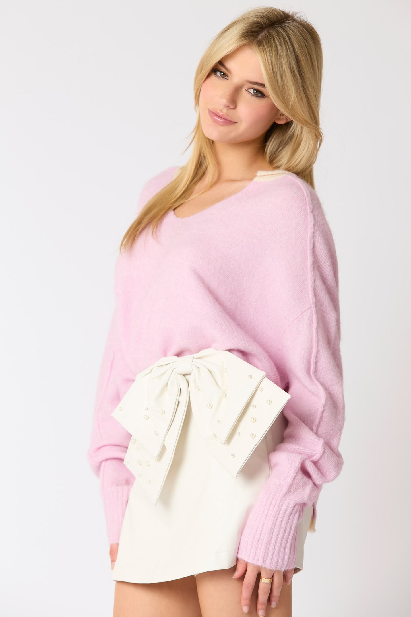 Baby Pink Trim Sweater