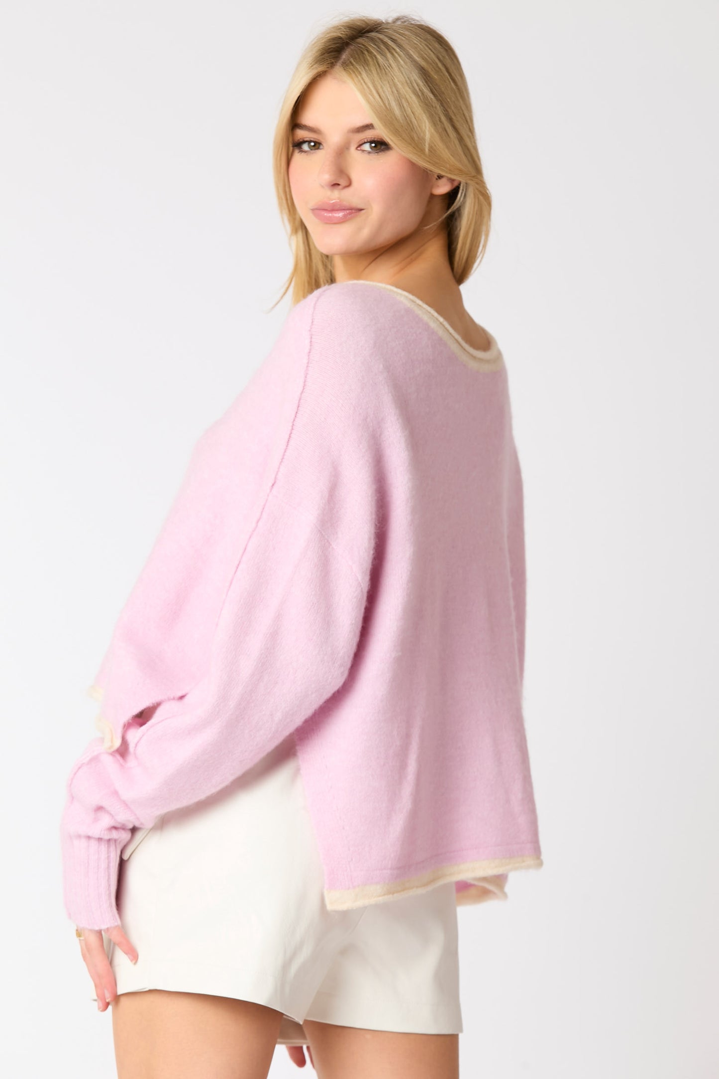 Baby Pink Trim Sweater