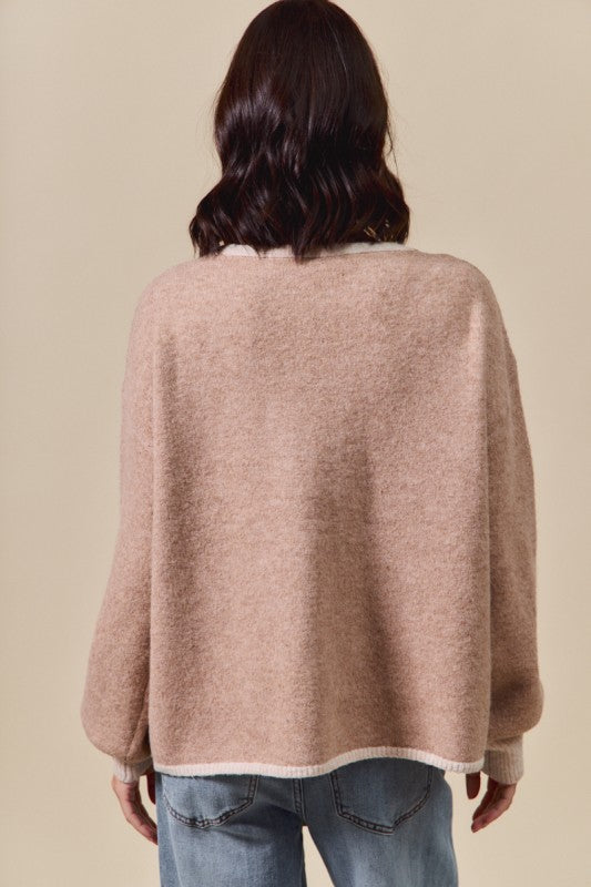 Taupe Ribbon Tie Cardigan