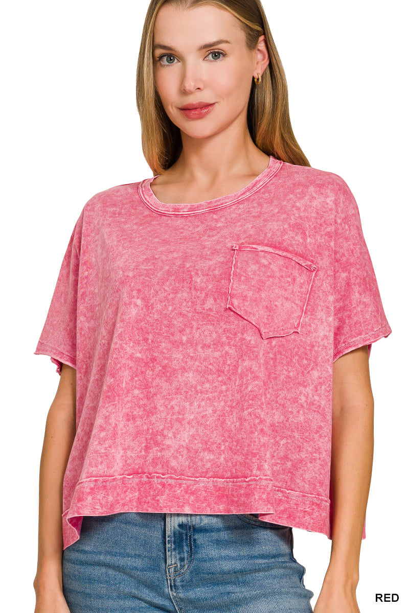 Rosy Raw Hem Top