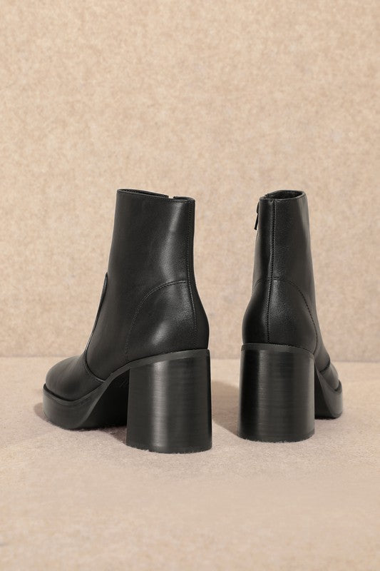 Bianca - Leather Platform Ankle Booties