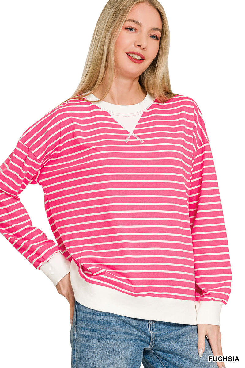 Fuchsia Striped Pullover