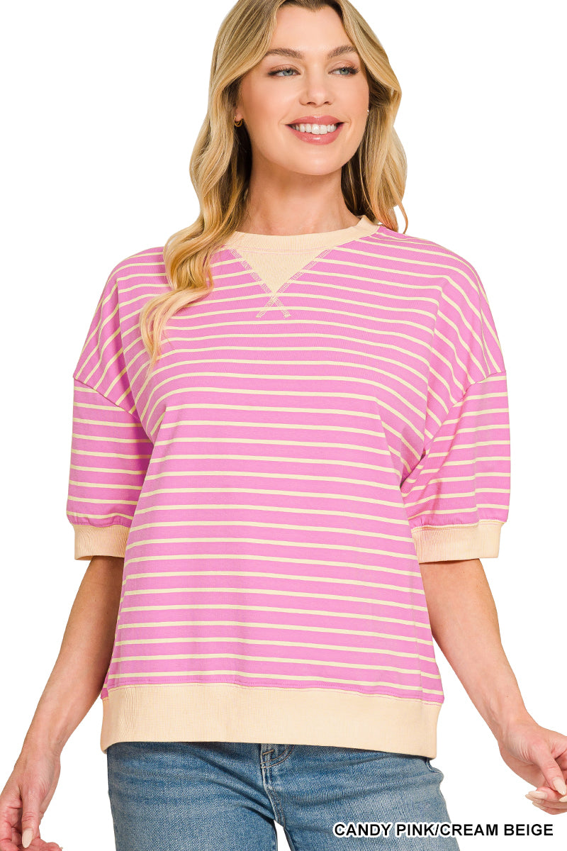 Candy Pink Banded Pullover Top
