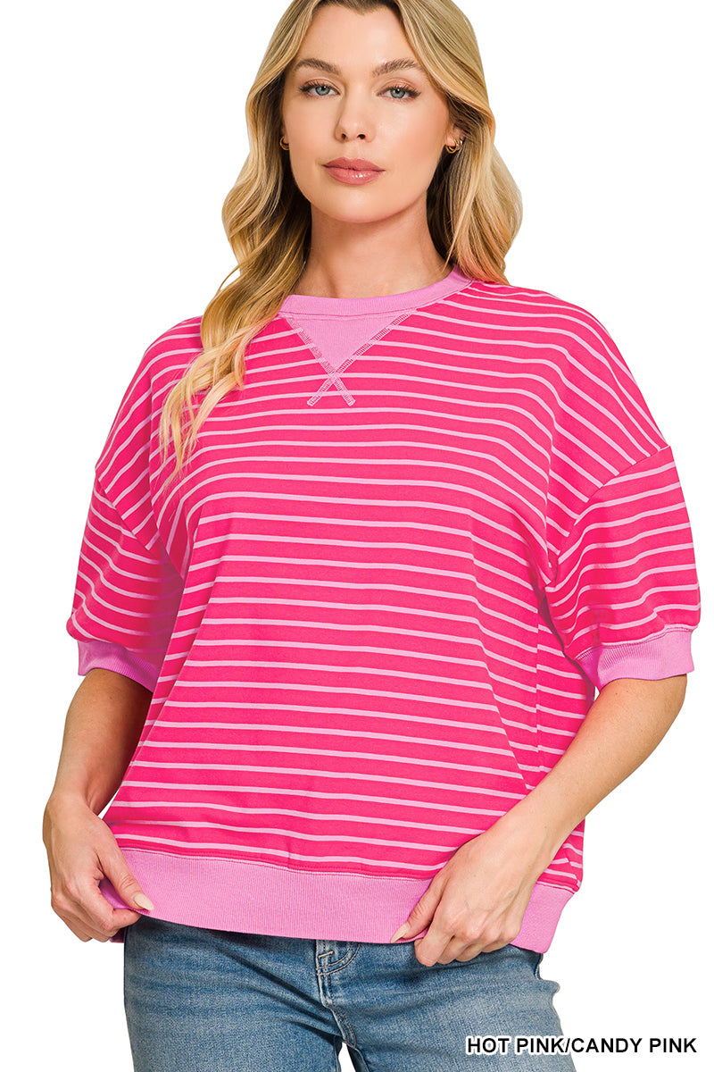 Hot Pink Banded Pullover Top