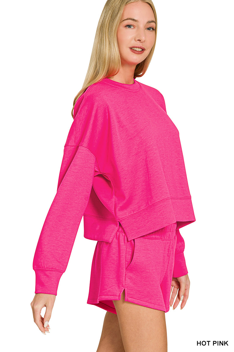 Scuba Sweatshirt & Shorts Set - PINK