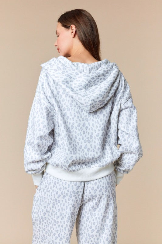 Leopard Fleece Hooded Sweatshirt