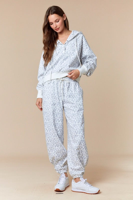 Leopard Fleece Hooded Sweatshirt