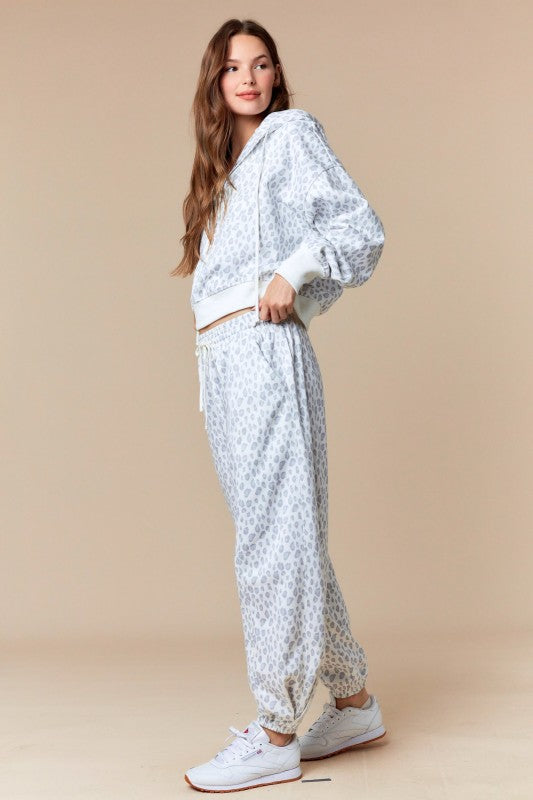 Leopard Fleece Hooded Sweatshirt