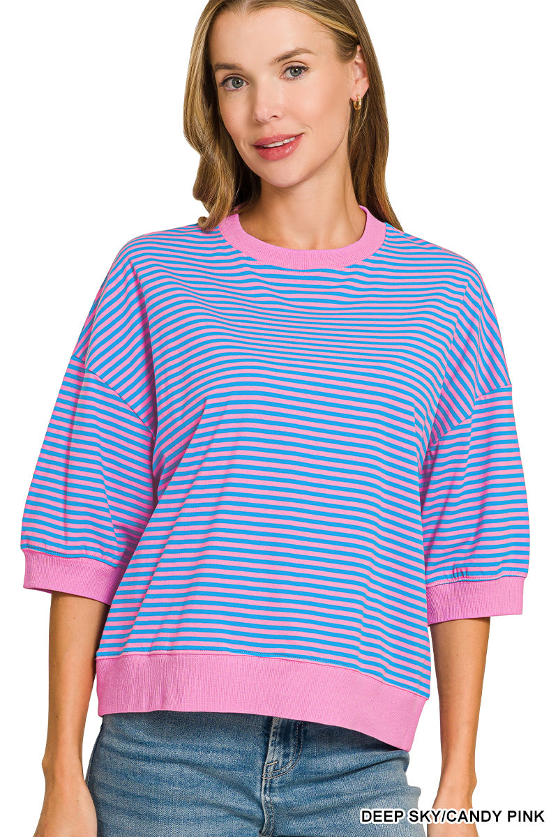 Blue & Pink Banded Top