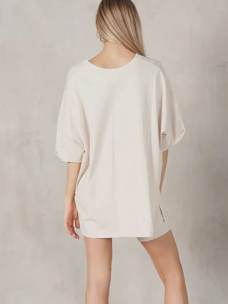 Basic Cream V-Neck Top