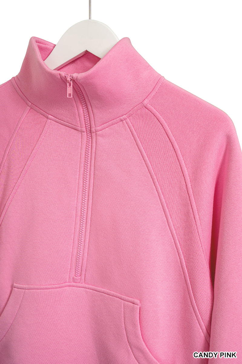Candy Pink Fleece Half Zip