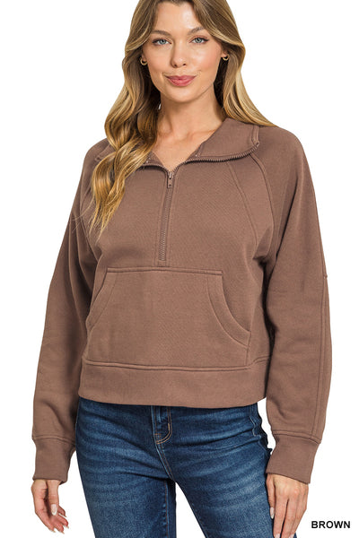 Mocha Brown Fleece Half Zip