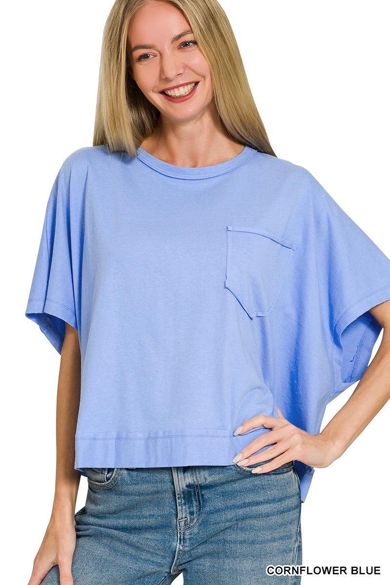 Basic Blue Pocket Top