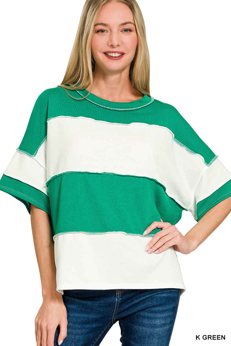 Colorblock Top Exposed Seam Colorblock Top - Green – Classic Charm
