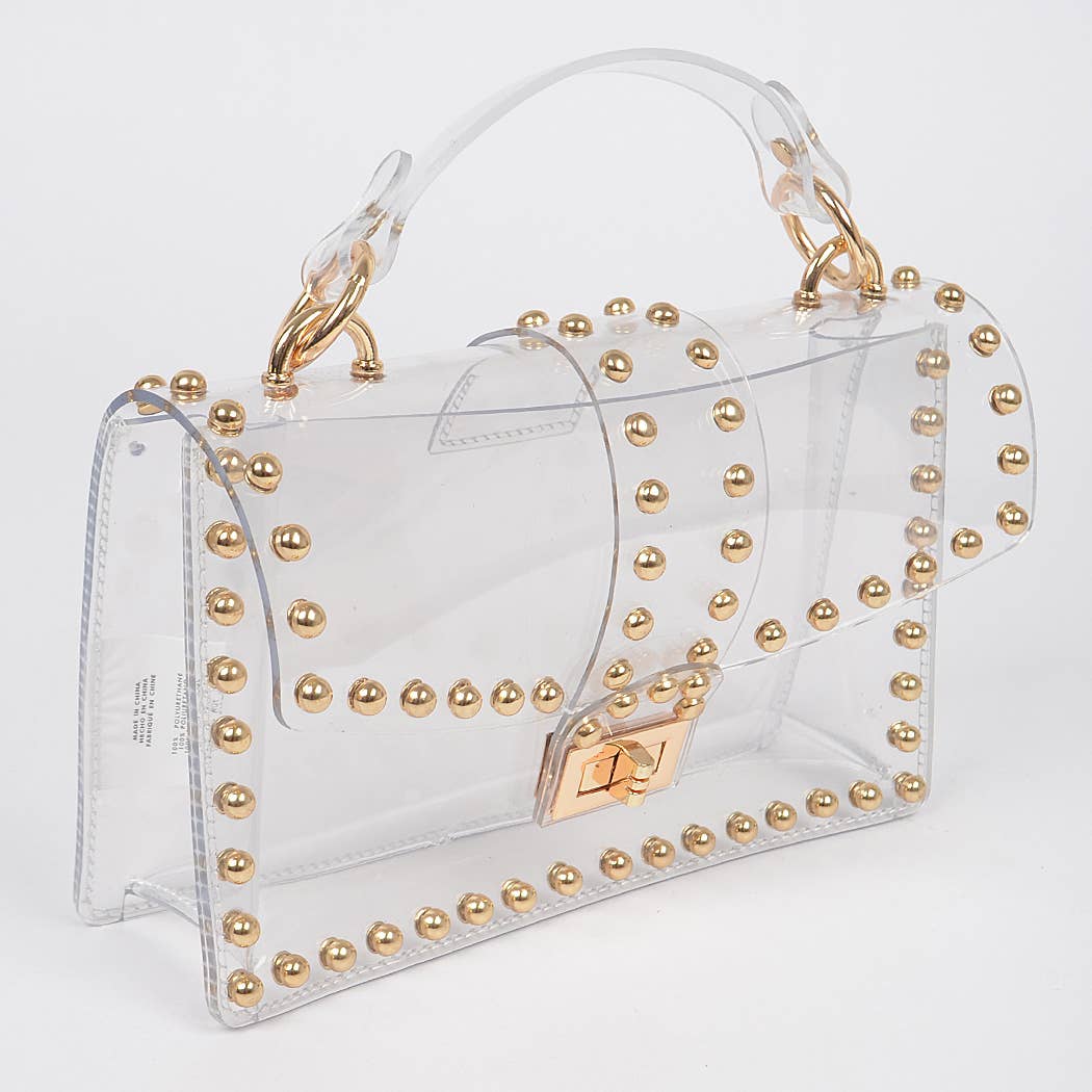 Metal Studded Clear Crossbody Bag