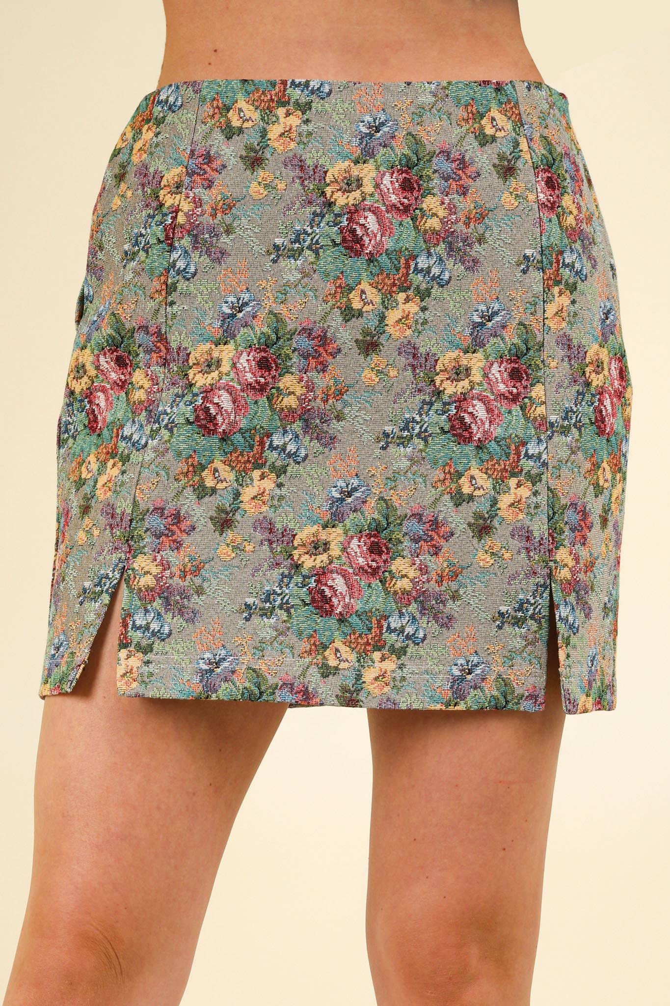 Floral Jacquard Mini Skirt
