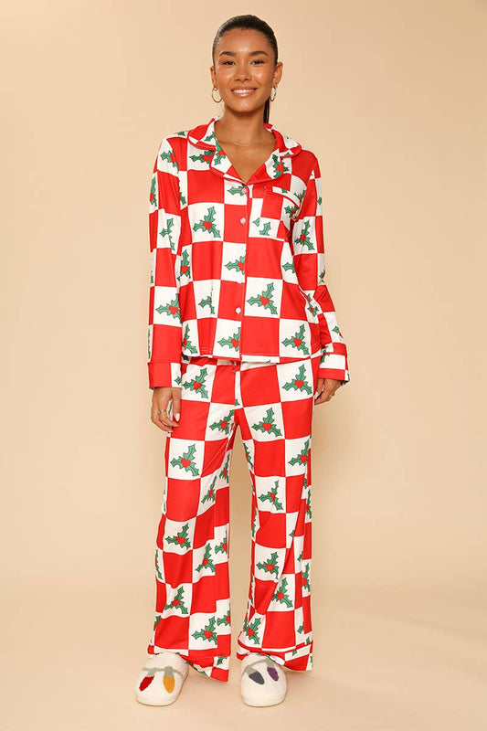 Red Mistletoe Holiday Pajama Set