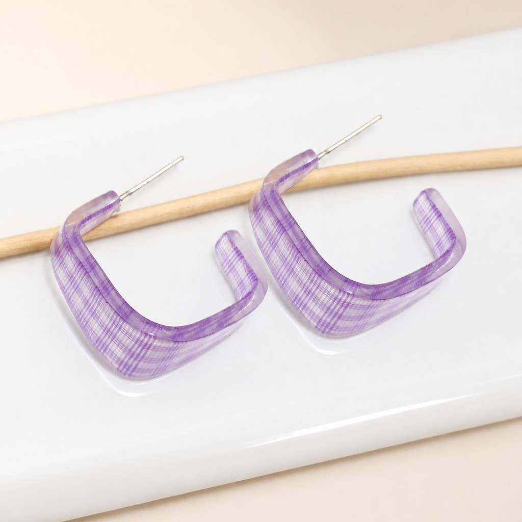 Acrylics Checker Hoop Earrings