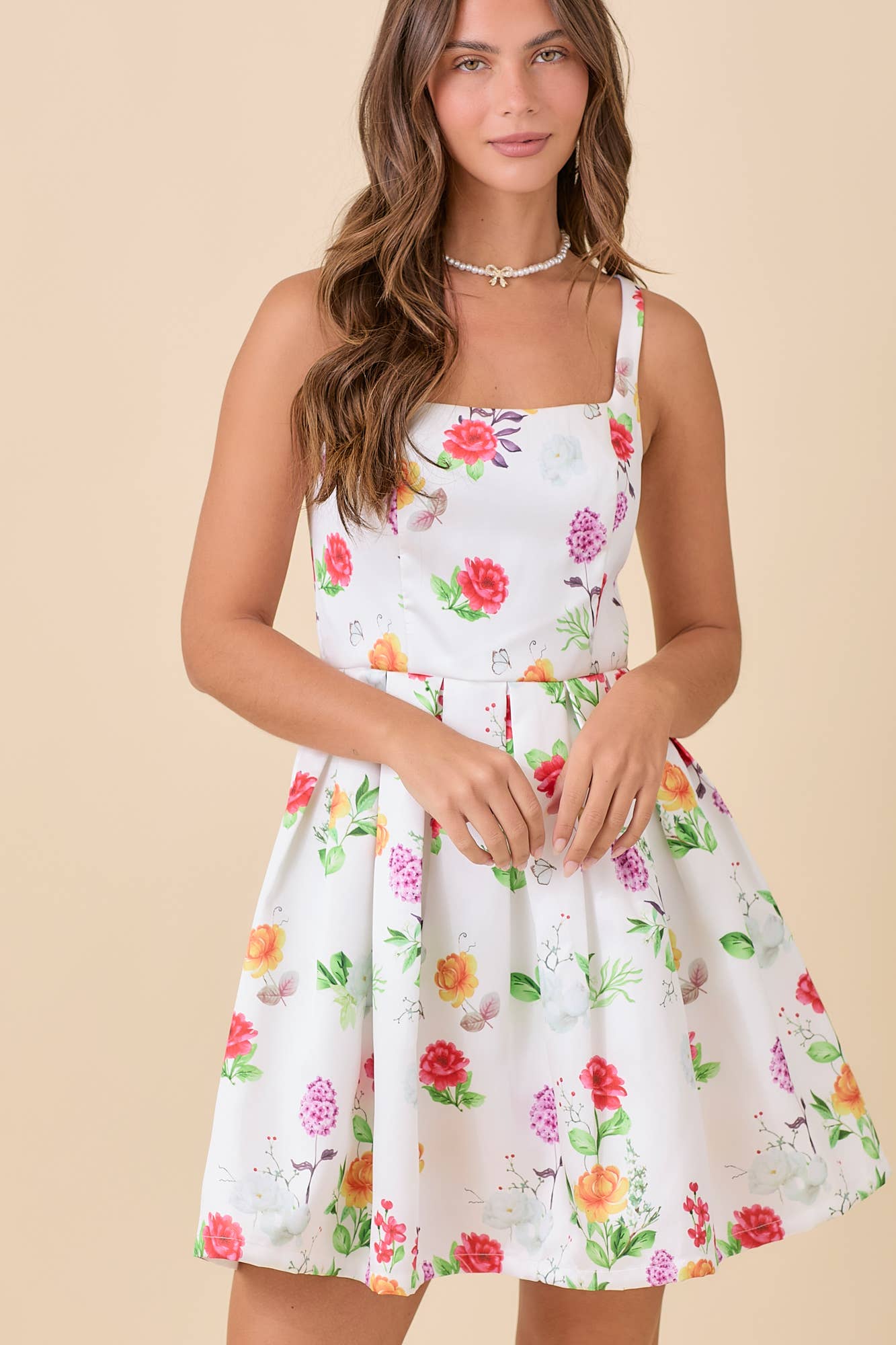 Flared Floral Mini Dress