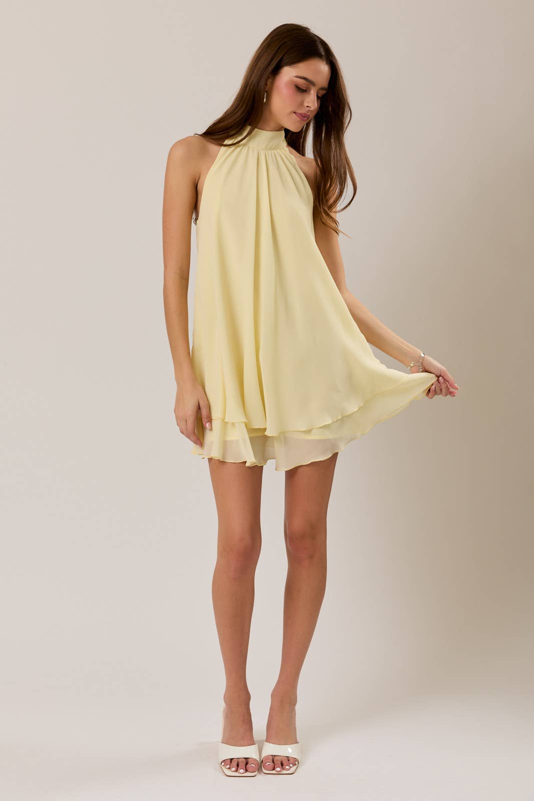 Yellow Halter Mini Dress