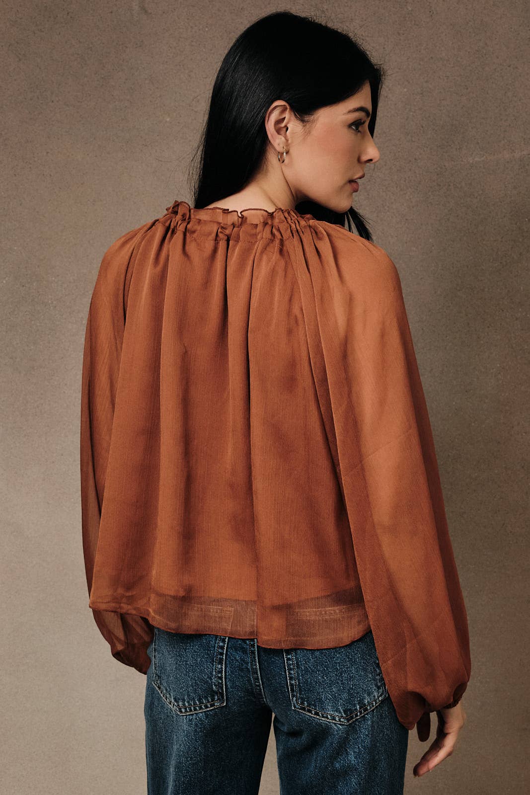 Rust Ruffled Blouse