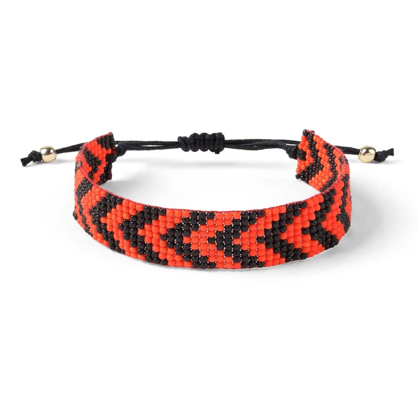 Adjustable Game Day Bracelet: Black/Orange