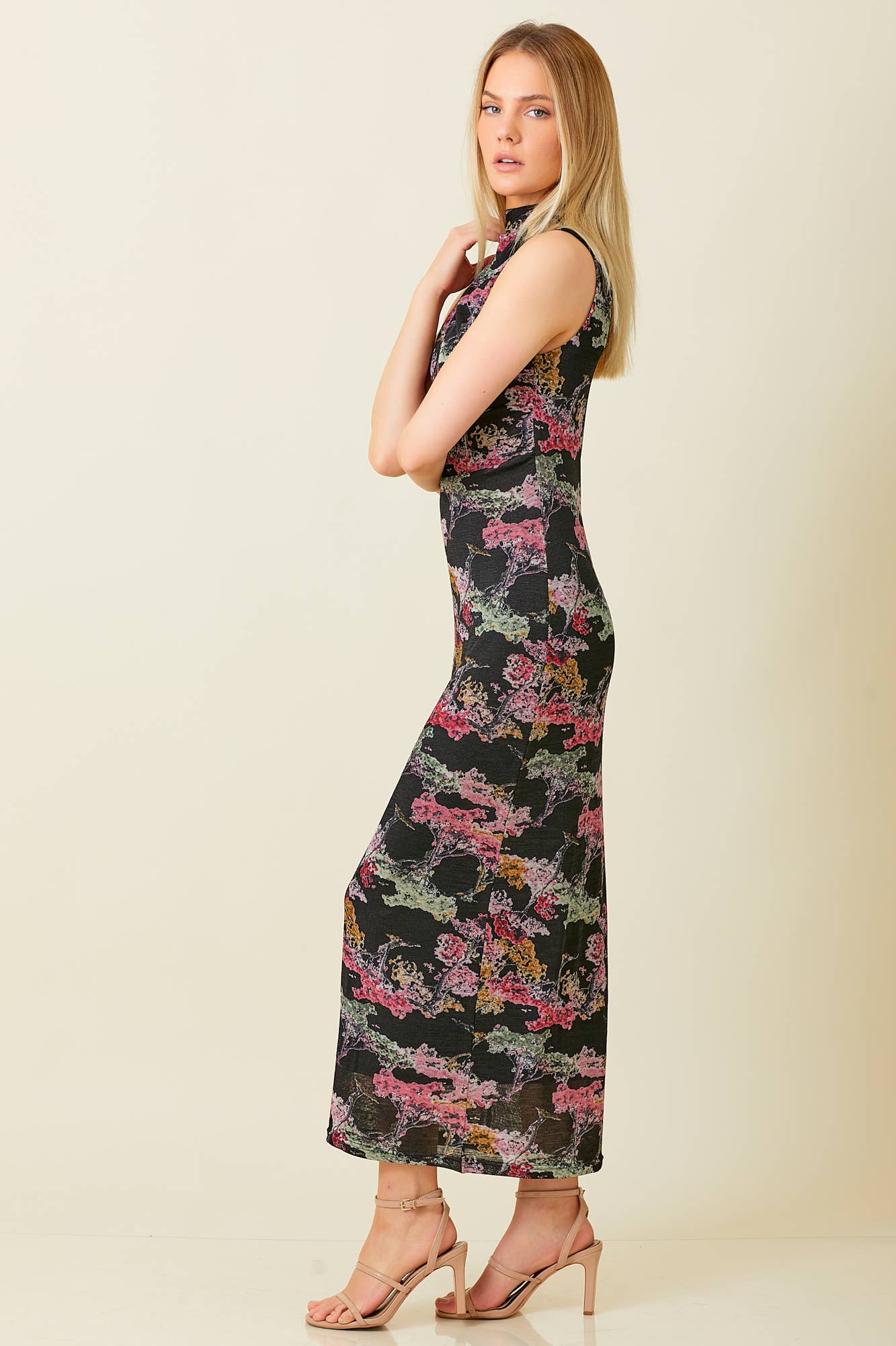 Whimsical Mockneck Maxi Dress