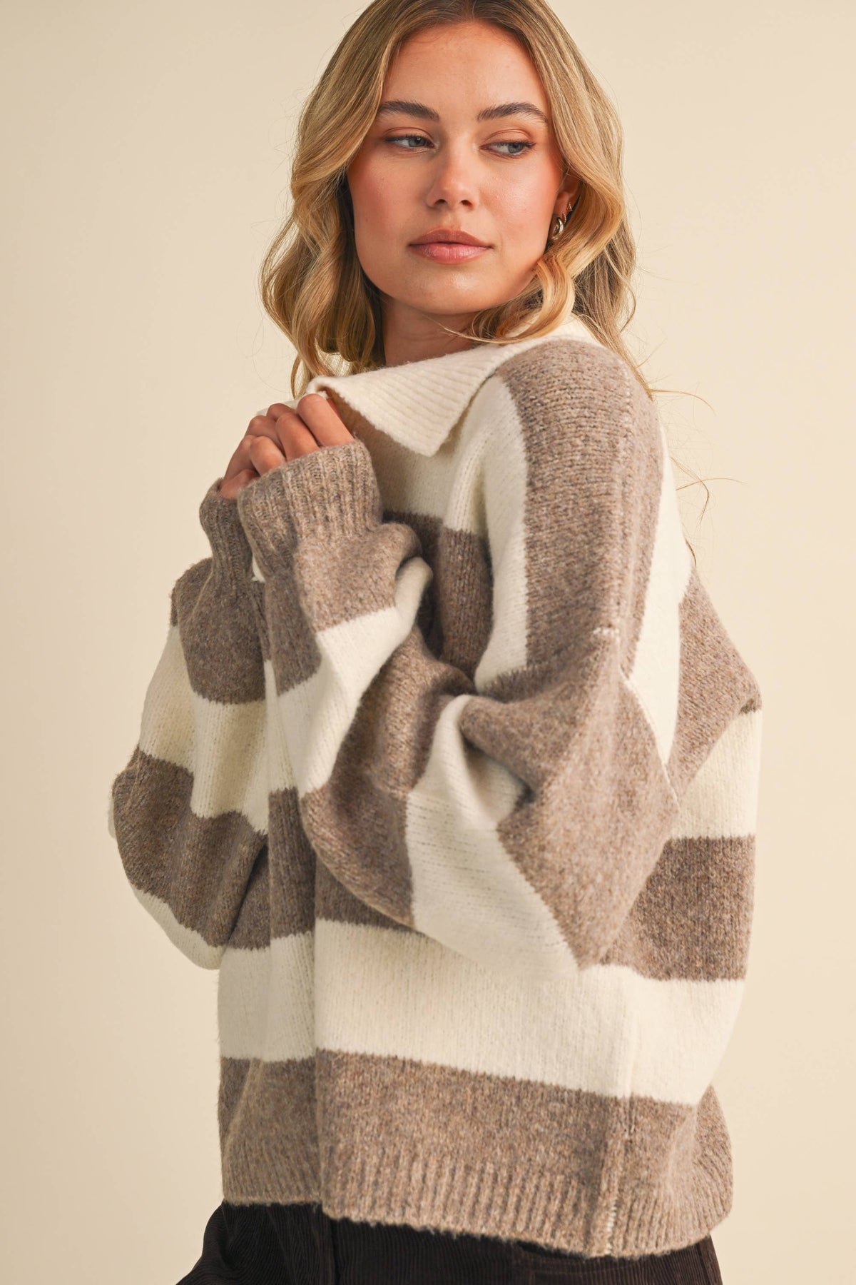 White Mocha Stripe Sweater