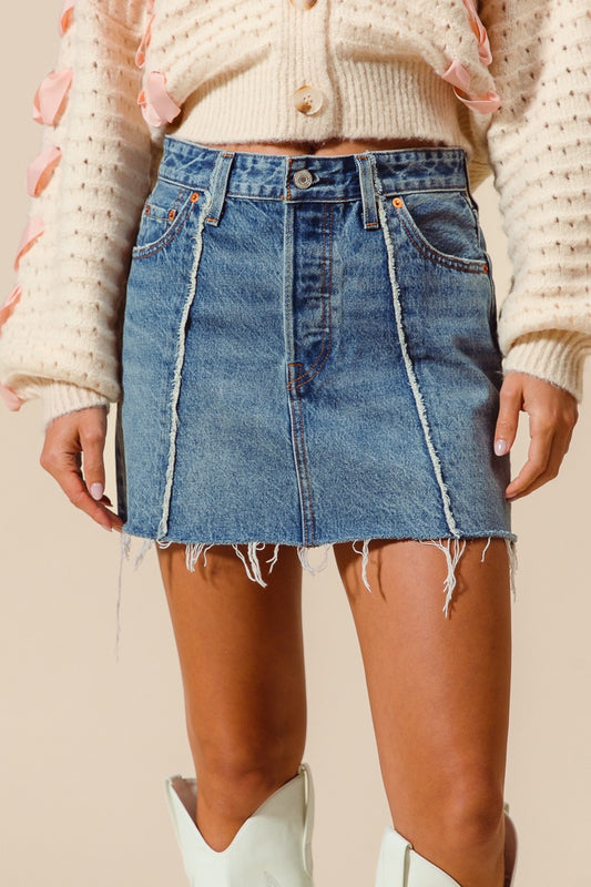Dana Frayed Denim Skirt