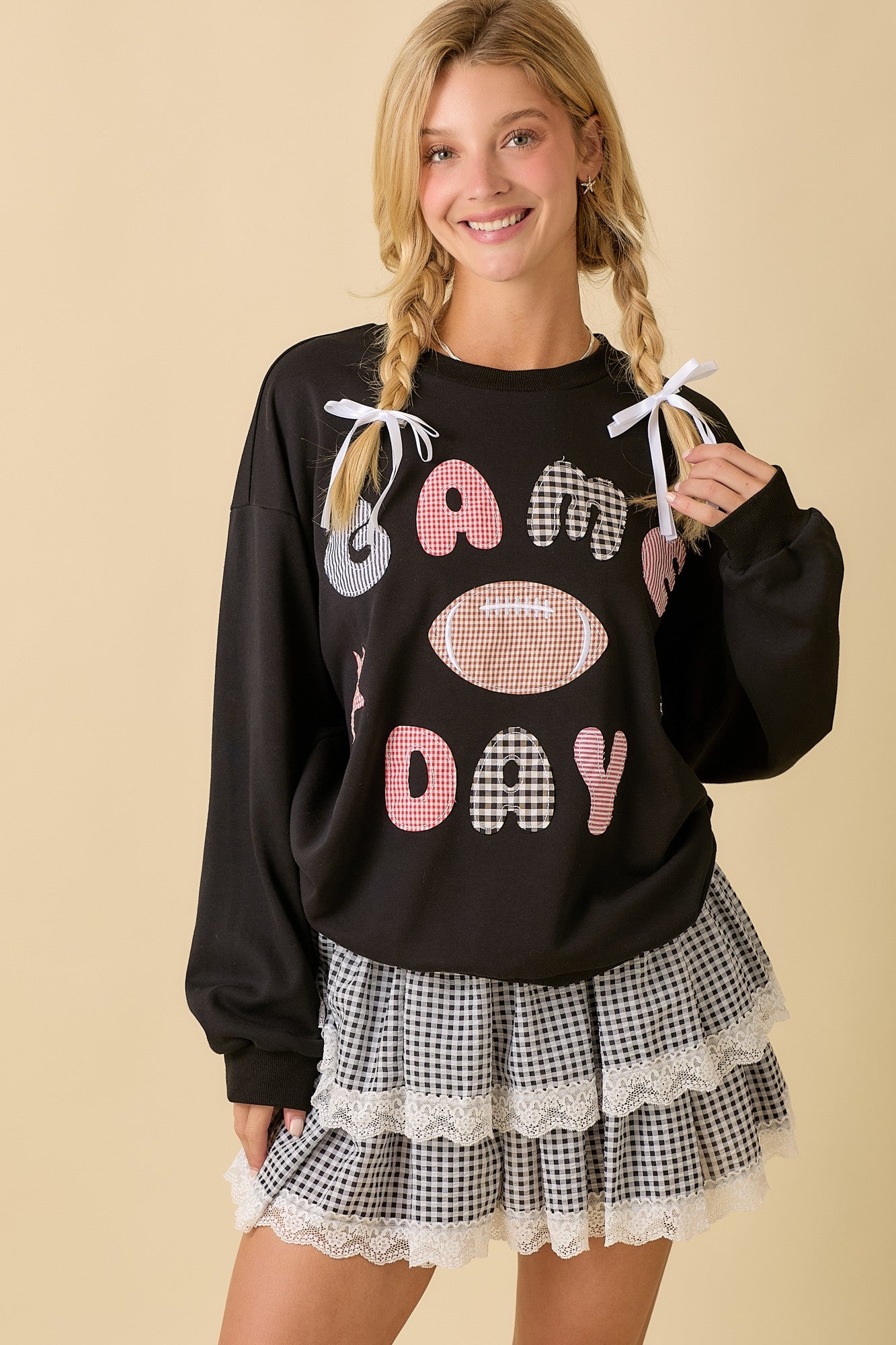 Red Game Day Patch Sweater