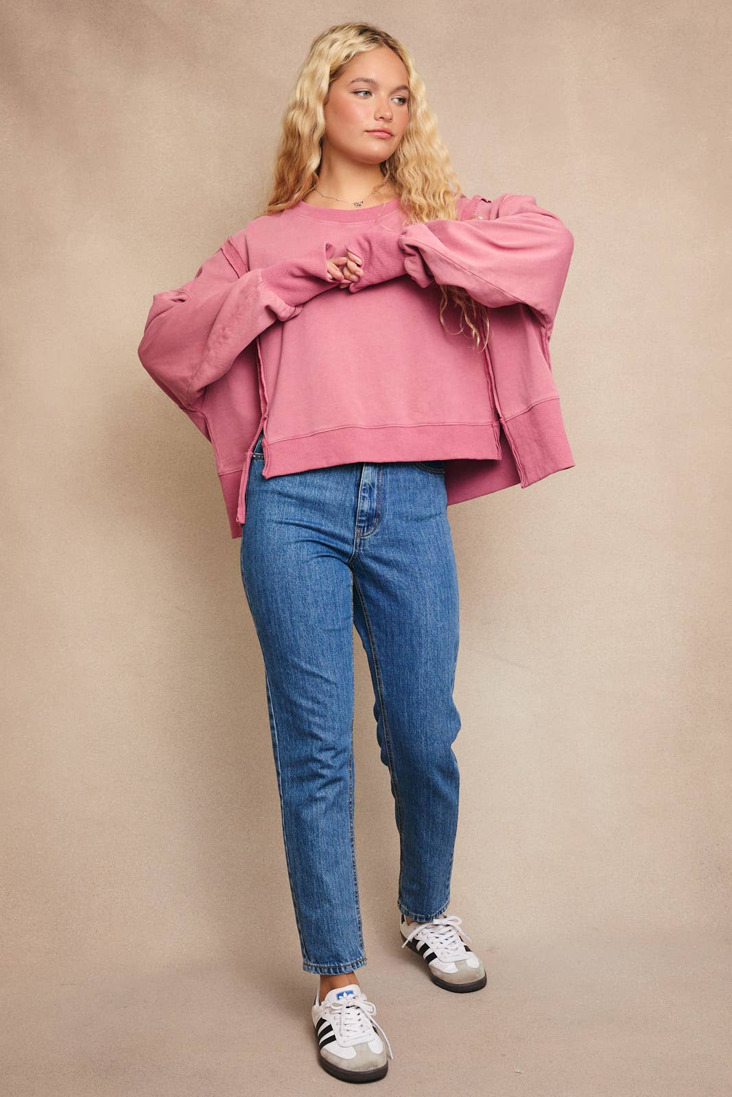 Mauve Scooped Neck Sweatshirt