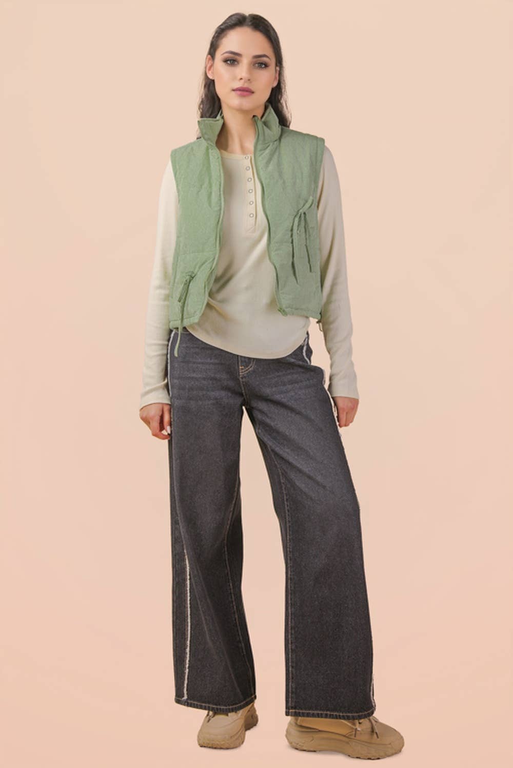 Sage Mock Neck Puffer Vest