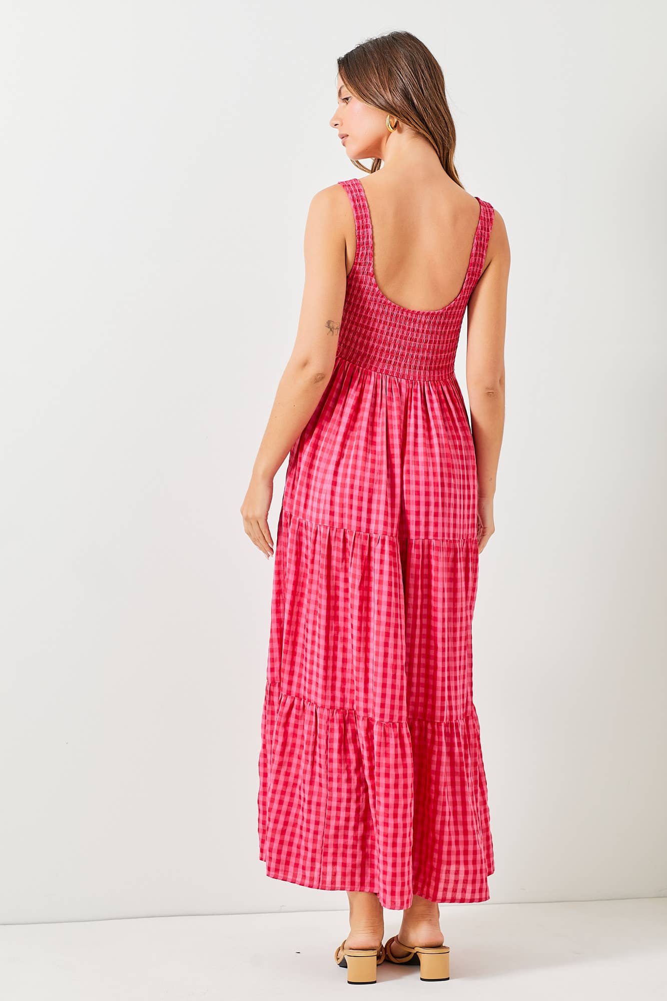 Fuchsia Gingham Maxi Dress