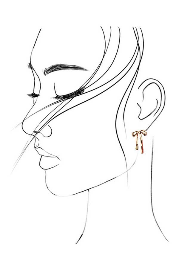 Long Ribbon Stud Earrings