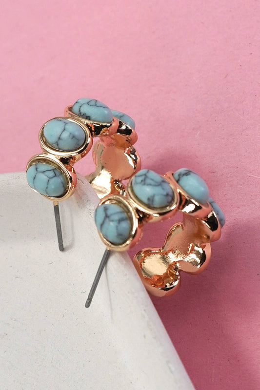 Oval Turquoise Hoop Earrings