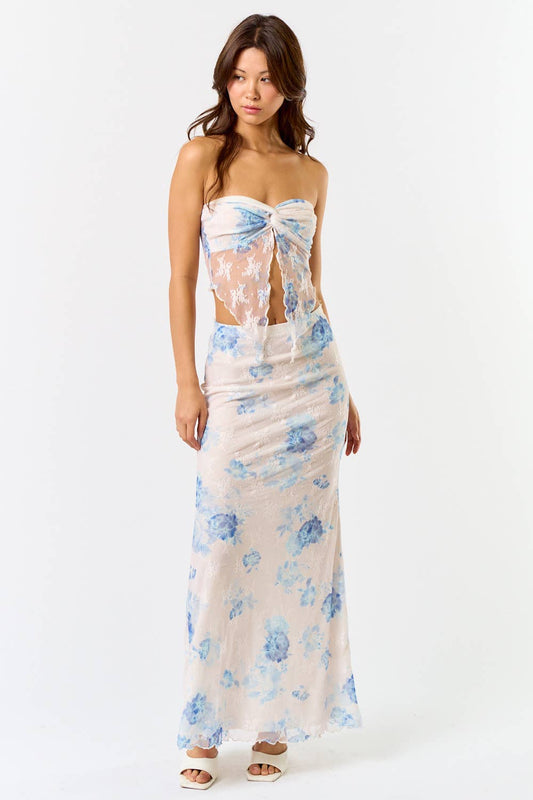 Blue Floral Lace Set