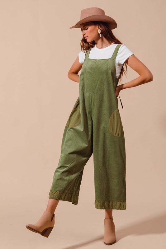 Chic Sage Corduroy Overalls