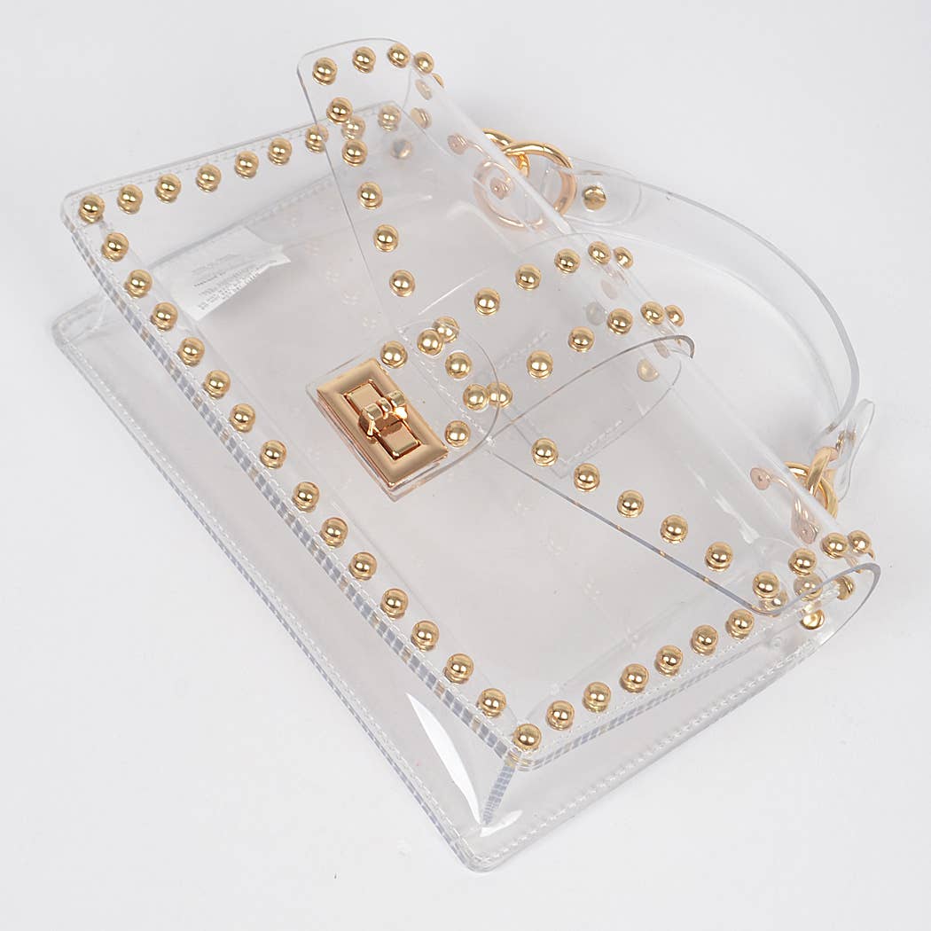 Metal Studded Clear Crossbody Bag