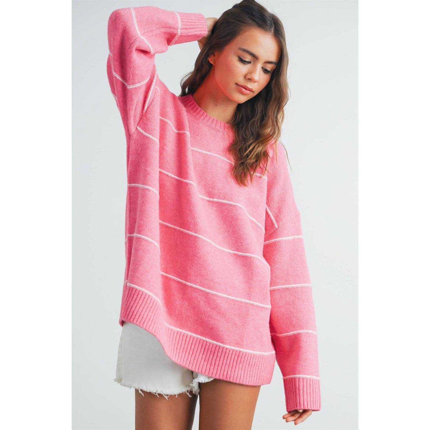 Sweet Pink Striped Sweater