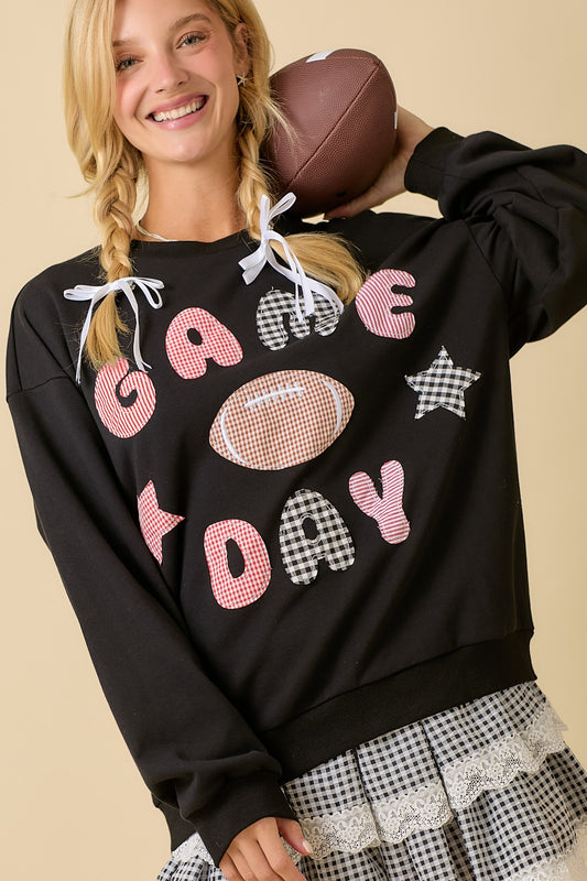 Red Game Day Patch Sweater