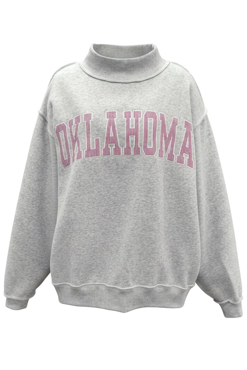 Grey 'OKLAHOMA' Mock Neck Sweatshirt
