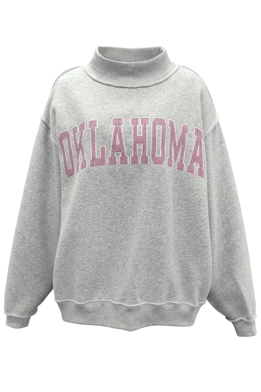 Grey 'OKLAHOMA' Mock Neck Sweatshirt