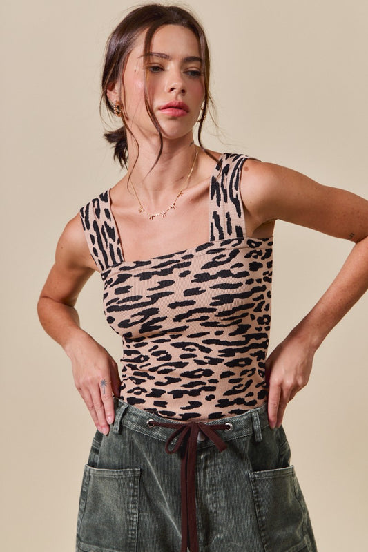 Leopard Ribbed Seamless Top