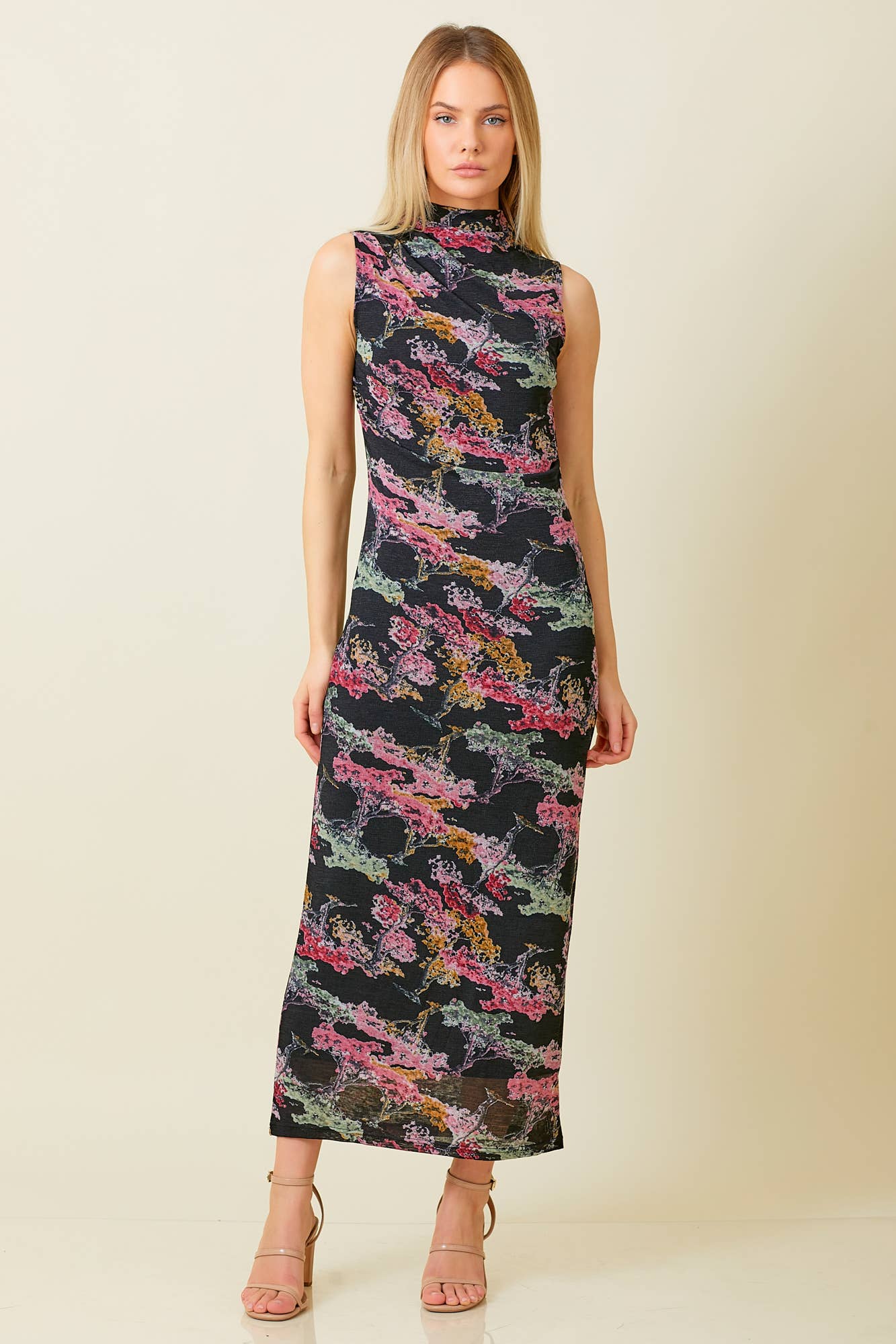 Whimsical Mockneck Maxi Dress