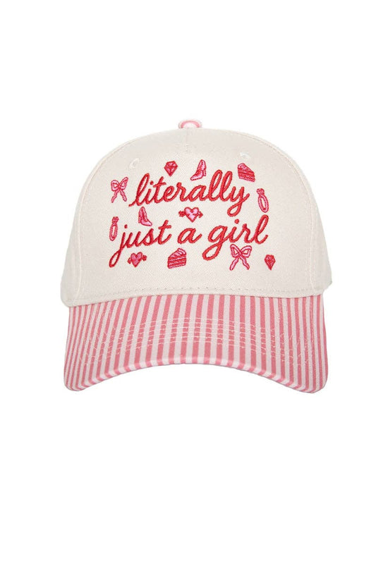 Literally Just A Girl Striped Hat
