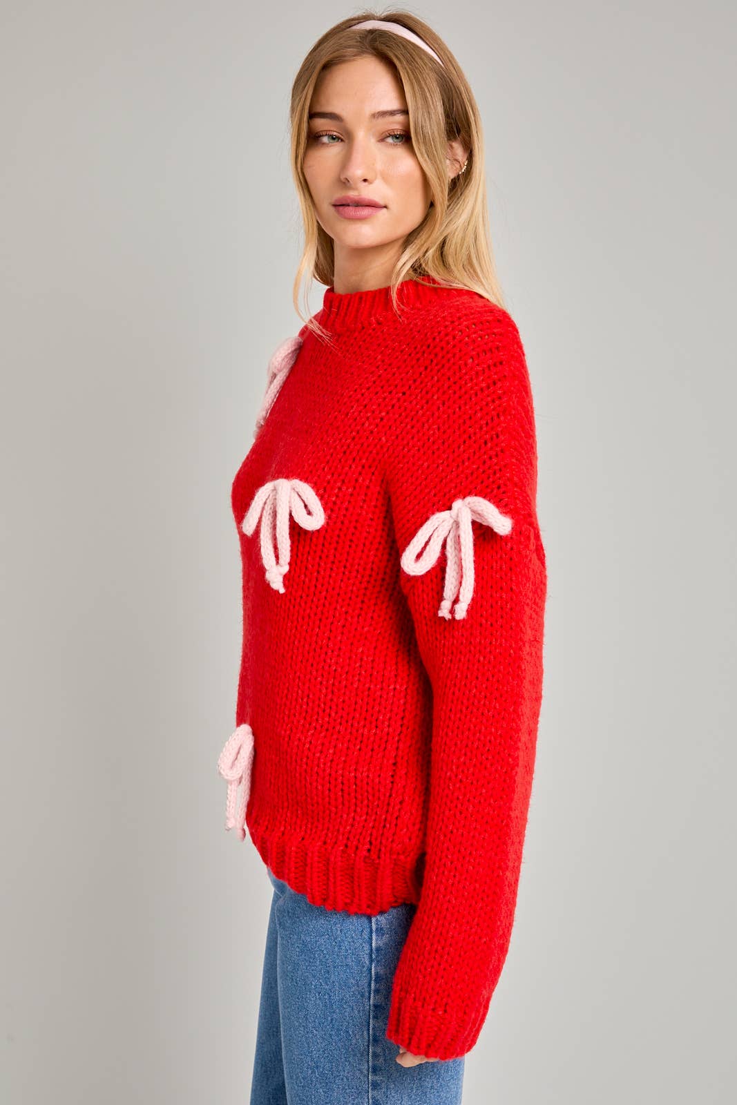 Red & Pink Bow Sweater